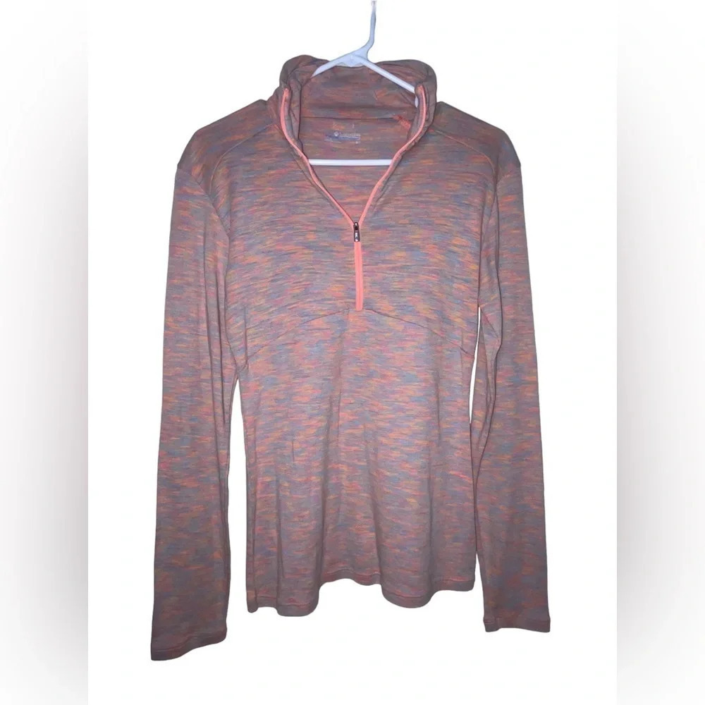 Columbia Fleece Pullover Jacket 1/2 Zip Neon Pink Striped Patterned Size Small